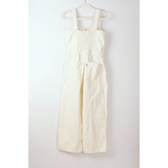 Levi's Drea Wide Leg Jumpsuit White Cream Denim - Size Small - Picture 2 of 8